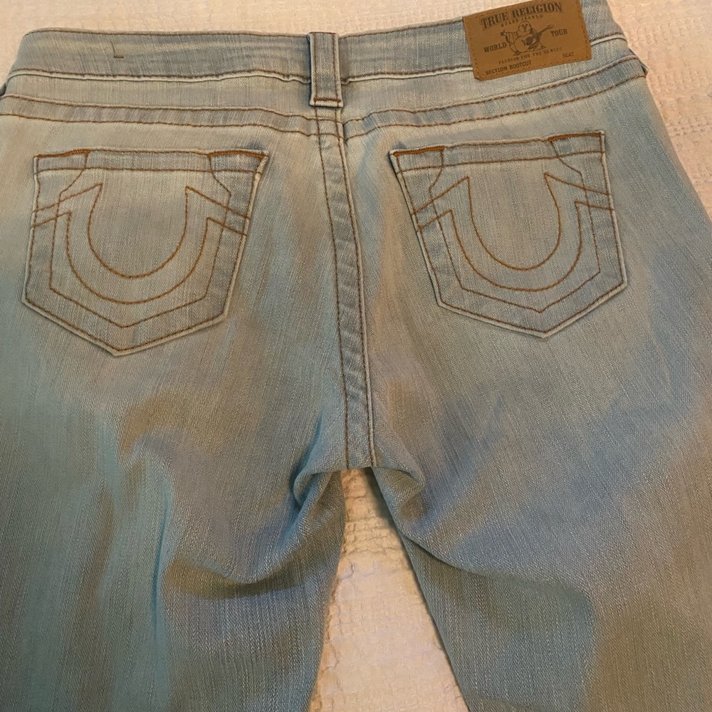True religion bootcut light blue distressed jeans